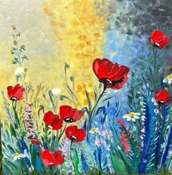 Kids presenting drawing projects